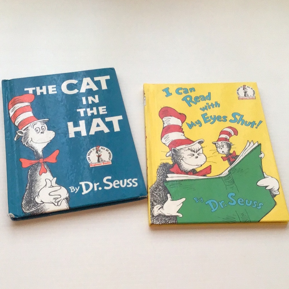 Dr Suess Vintage kids books pair Cat in the Hat & I Can Read With My Eyes Shut